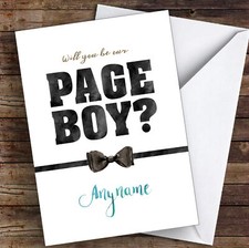 Bow Tie Will You Be My Page Boy Personalised Wedding Card