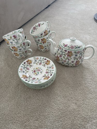 Minton haddon cup tea set - 6-cup,