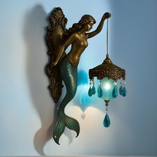 Mermaid Wall Lamp, Antique