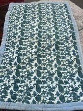 VINTAGE HAND STITCHED HANDMADE BLUE EIDERDOWN QUILT PATCHWORK BED THROW Double