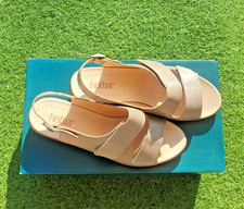 Hotter Ladies Pearlised Cream Leather Sandals Size 6 UK - Brand New in Box