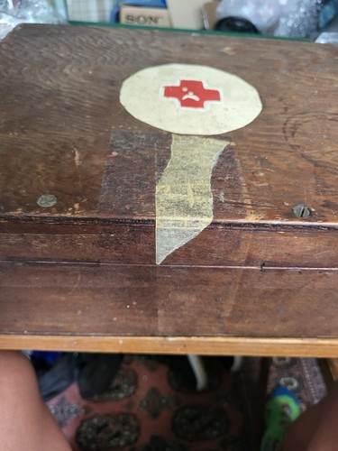 Vintage first aid wooden box - wooden,