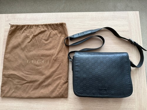 Gucci black leather guccissima - black,