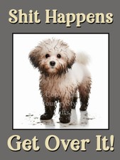 Bichon Frise Pet Dog Funny Flexible Fridge Magnet Sh*t Happens Gift