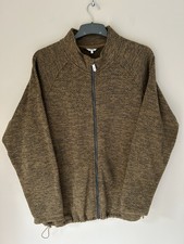 Cotton Traders Mens Jacket Size XL Brown Black Herringbone Zip Up Coat Casual