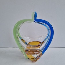 Vintage Sklo Union Mstisov Frantisek Zemek Rhapsody Glass Bowl Basket MCM 1960s