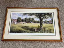 large signed framed print terry harrison " may's bounty at basingstoke " cricket