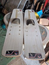 Two SUPERGLIDE SPORTS vintage wooden short length water skis.