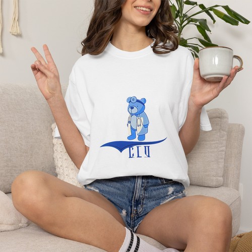 Blue teddy bear - t-shirt, surf