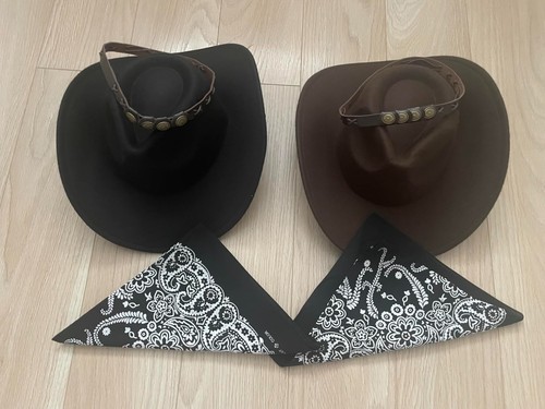 2pcs cowboy hats - hats, black