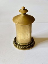 A 19th Century Brass cylindrical Table vesta, Match Holder Rolo link chain base
