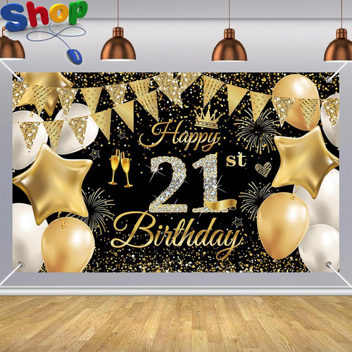 21st birthday banner backdrop - 21st,