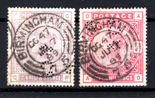 QV NICE MATCHED HIGH VALUE PAIR OF BIRMINGHAM CANCELS PERFINS.