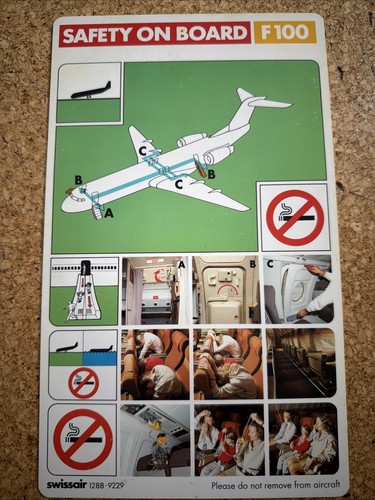 Swissair f100 safety card - f100,