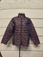 Anne de Lancay Women's Dark Blue Floral Print Coat Size M (#84-C3)