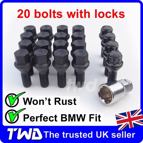 Black alloy wheel bolts - black, +