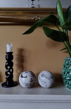 Unusual Solid Carpet Balls Spheres Pair of Decorative Ceramic Orbs Abstract Art