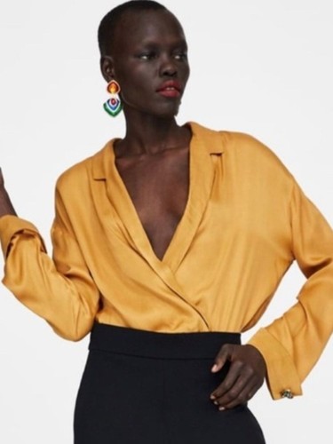 Zara satin wrap - blouse, in