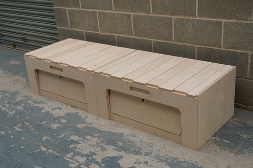 Sliding camper van - bed, /
