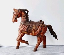 Beautiful Vintage Hand Carved Wooden Horse Statue Carousel Style Medium Size 