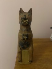 Vintage Carved Wooden Cat Long