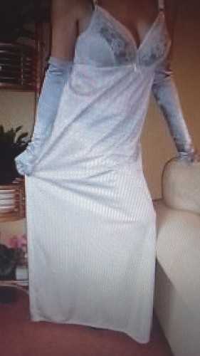 White silky long formal - white,