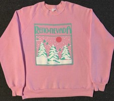 Vtg 80s Reno Nevada Faded Snow Sweatshirt S M USA Ski Moon Vaporwave Art Grunge