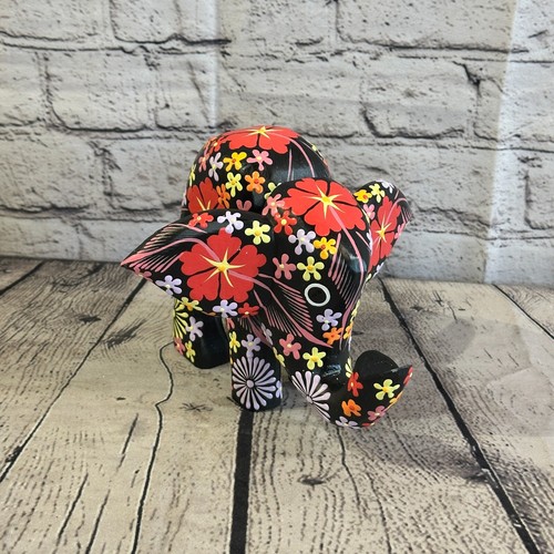 Black wooden elephant - black, with