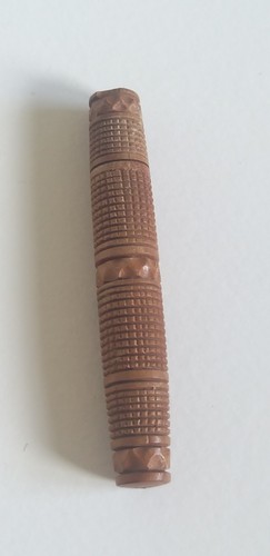 Carved wooden needle case - carved,