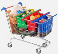 4 Pack Reusable Shopping Trolley Bags Foldable Storage Bag for Grocery Portable‌