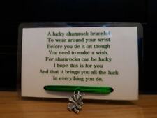 St Patricks Day 'Lucky' Cord Bracelet with Shamrock / 4-Leaf Clover Charm & Poem