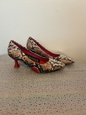 Xti Women’S Shoes Leopard size 4 all leather VEGAN 6cm heal snake print NEW.