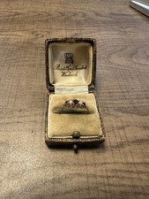 ladies 9ct 375 gold ring jewellery seed pearls & garnet size S