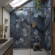 Blue Hexagon Porcelain Tiles