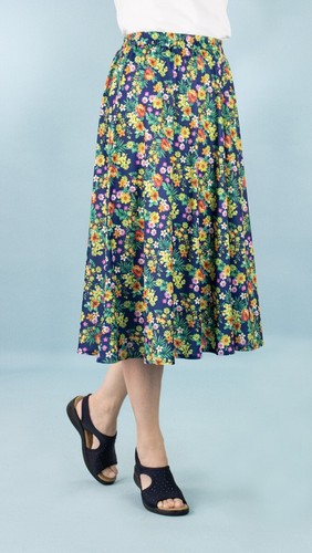 Navy floral skirt - navy,
