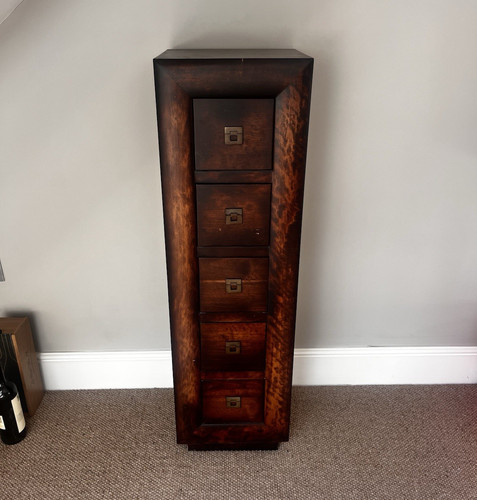 Dark wood tallboy - tallboy, chest