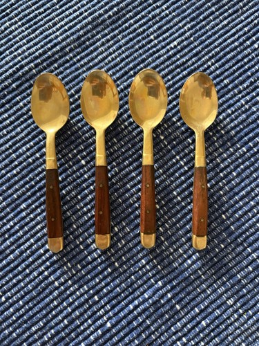 Vintage brass wood coffee - brass,