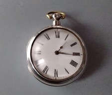 Late Georgian Silver Pair cased Silver Verge Pocket Watch c1820.