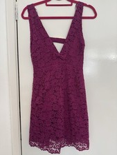 Zara Fit & Flare Purple V Neck Lace Dress Size M New