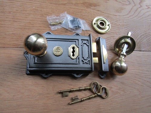 Vintage brass door handles - door, rim