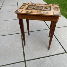  Italian Small Inlaid Wood sewing Music table  Jewelry Storage  Table vintage 