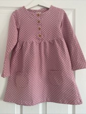 JoJo Maman Bebe Girls Pink Spotty  Dress With Pockets Age 5-6 Years