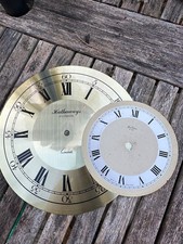 Two Vintage Mantle Piece Clock Faces - One Brass - Roman Numerals