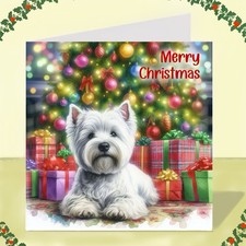 West Highland White Terrier Dog Christmas Card, Westie