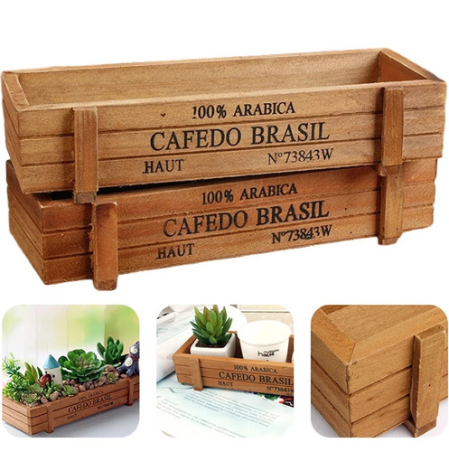 Vintage wooden plant pot - pc,