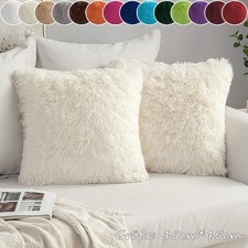 Set of 1-4 x Faux Mongolian Fur Cushion Covers Soft Fluffy Mohair 18" x 18