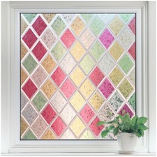rabbitgoo Lattice Window Privacy Film Stained Frosted Glass Static Cling Sticker