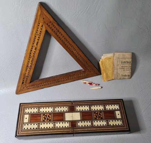 Antique folding inlaid wood - antique,