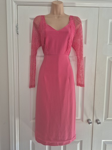 Pink lace armed occasion dress - pink,