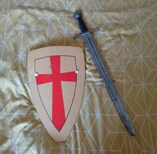 Foam Medieval Hand And A Half Knights Sword And Wooden Shield Larp Cosplay Prop